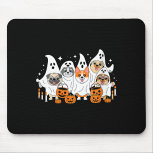 Womens Dog Ghost Halloween V-Neck Mouse Pad