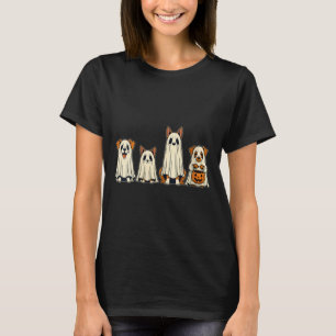 Womens Dog Ghost Halloween V-Neck T-Shirt