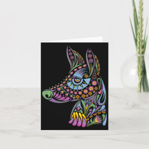 Womens Dog Halloween Mexican - Colourful Costume Card