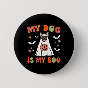Womens Dog Is Boo_ Cute Groovy Spooky Halloween 6 Cm Round Badge
