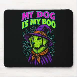 Womens Dog Is Boo Witch - Dog Witch Halloween Mouse Pad