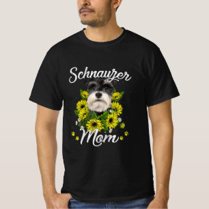 Womens Dog Mum Day Gift Sunflower Schnauzer T-Shirt