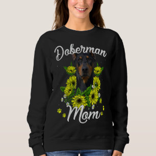 Womens Dog Mum Mother's Day Sunflower Doberman Mo Sweatshirt