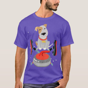 Womens Dog On A Curling Stone  Curling Sport VNeck T-Shirt