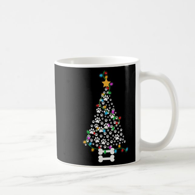 Womens Dog Paw Christmas Tree Lights Funny Puppy D Coffee Mug (Right)