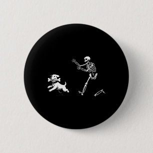 Womens Dog Skeleton Halloween V-Neck 6 Cm Round Badge