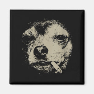 Women's dog smoking cigarette funny chihuahua meme magnet