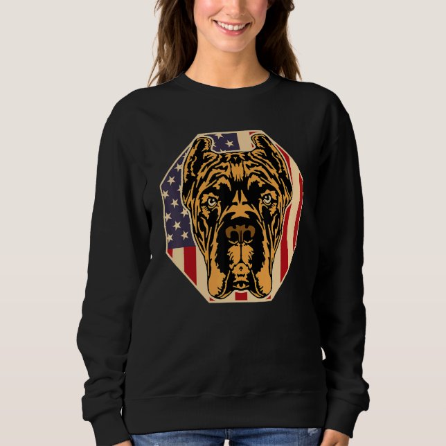 Womens Dog  USA Flag Cane Corso Mom 2 Sweatshirt (Front)