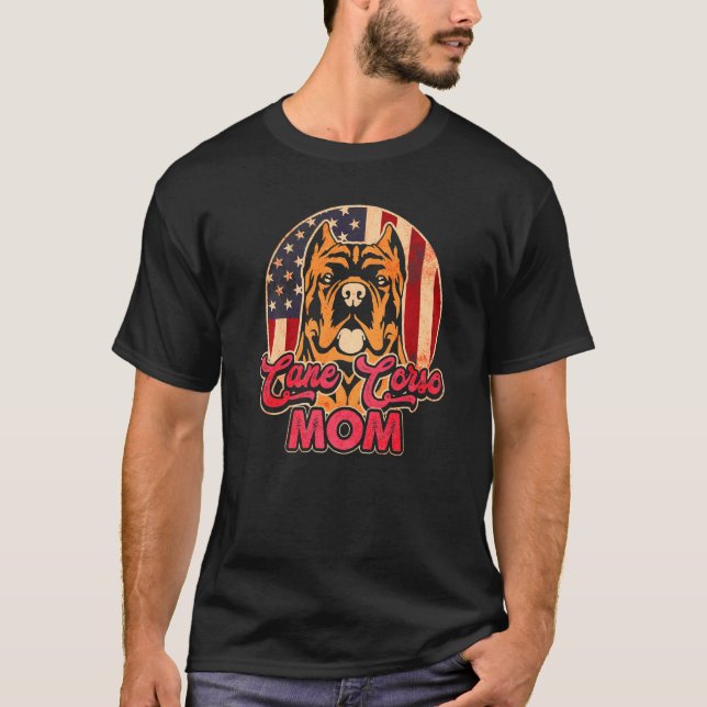 Womens Dog  USA Flag Cane Corso Mom T-Shirt (Front)