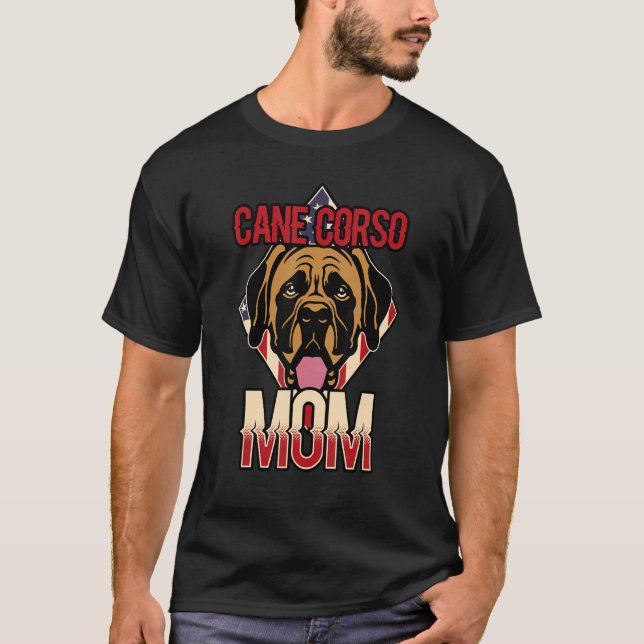 Womens Dog   USA Flag Cane Corso Mom T-Shirt (Front)
