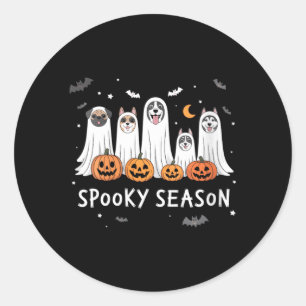 Womens Dogs Ghosts Cute Dogs Dressed As Ghost Classic Round Sticker