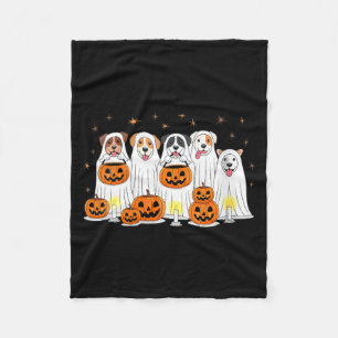 Womens Dogs Ghosts Cute Dogs Dressed As Ghost Fleece Blanket