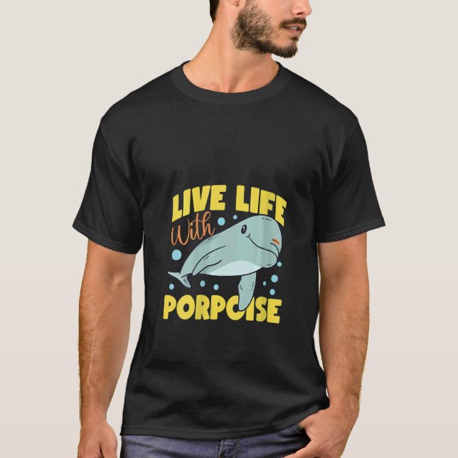 Womens Dolphin Live Life With Porpoise V Neck T-Shirt (Front)