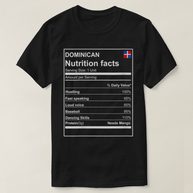 Womens Dominican Republic Nutrition Facts cool and T-Shirt (Design Front)