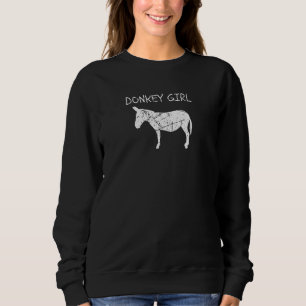Women's Donkey Girl Farm Animal Cute Donkey Sweatshirt