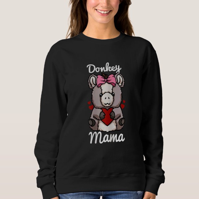 Womens Donkey Mama Finger Heart Donkey Animal With Sweatshirt (Front)