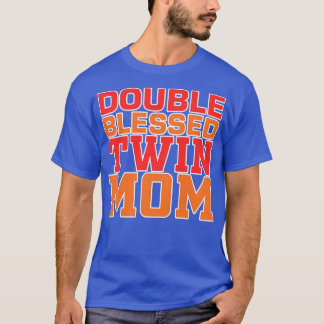 Womens Double Blessed Twin Mum Pregnancy Gender An T-Shirt