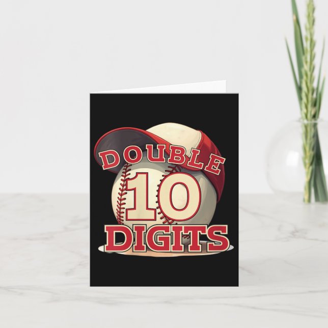 Womens Double Digits Baseball Lover 10 Year Old Bo Card (Front)