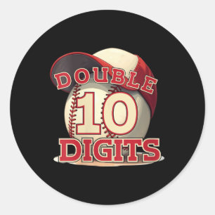 Womens Double Digits Baseball Lover 10 Year Old Bo Classic Round Sticker
