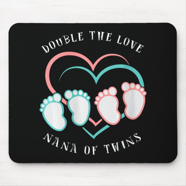 Womens Double The Love New Nana Grandma Of Twins R Mouse Pad (Front)