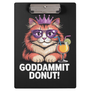 Women's Doughnut Princess Cat Meme Clipboard