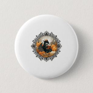 Womens Dragon Reading Books With Fall Pumpkin Fant 6 Cm Round Badge