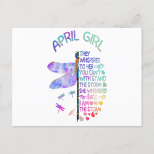 Womens Dragonfly April Girl Whispered To Her Postcard
