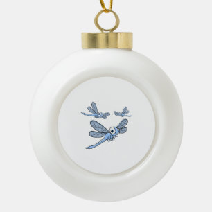 Womens Dragonfly Colourful Graphic Ceramic Ball Christmas Ornament