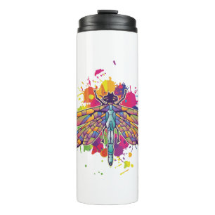Womens Dragonfly Colourful Graphic Insect Thermal Tumbler