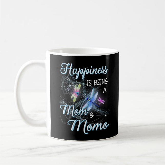 Womens Dragonfly Happiness Is Being A Mum And Momo Coffee Mug (Left)