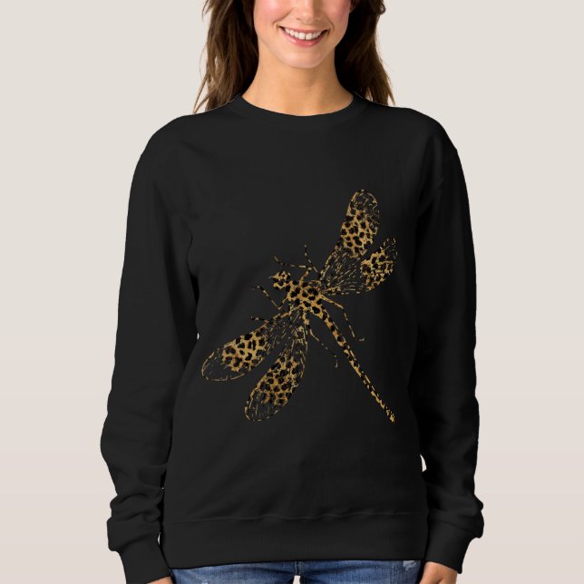 Womens Dragonfly Leopard Print T-shirt | Unique Sweatshirt (Front)