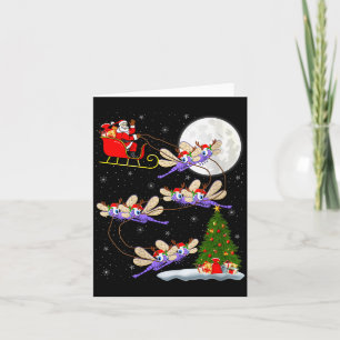 Womens Dragonfly Santa Sleigh Flying Funny Magical Card