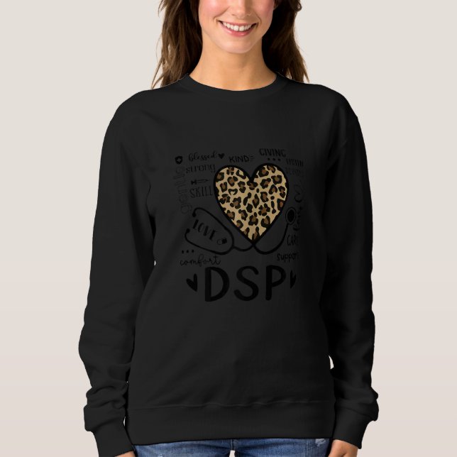 Womens DSP  Leopard Heart Nurse  Nursing Sweatshirt (Front)