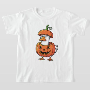 Women's Duck Pumpkin Halloween Tee Shirts.