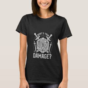 Womens Dungeons Dice Rpg What's Your Damage T-Shirt