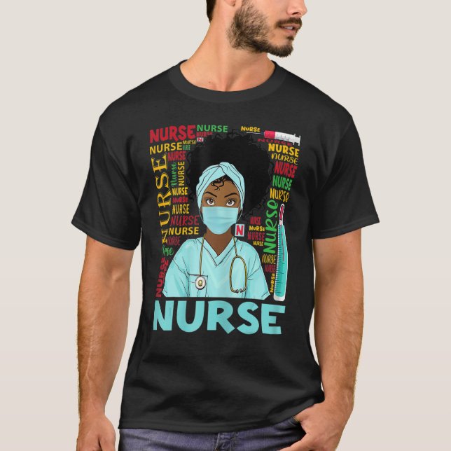 Womens Dy Black Nurse 2022 Costume Black History M T-Shirt (Front)