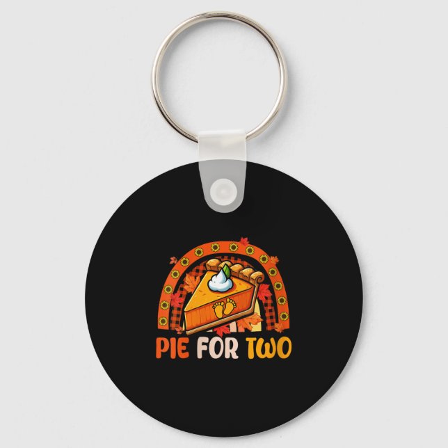 Womens E Funny Joke For Two Thanksgiving Pregnancy Key Ring (Front)