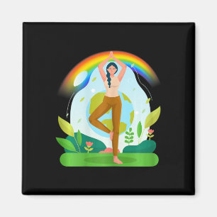 Womens Earth Yellow Yoga Magnet