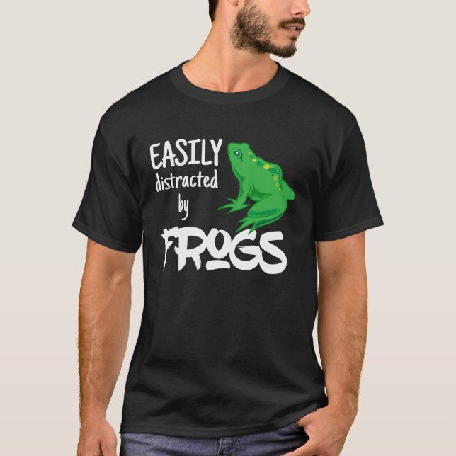 Womens Easily Distracted by Frogs Backyard Toad T-Shirt (Front)