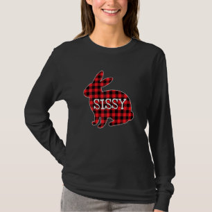 Womens Easter Day Costume Red Plaid Bunny Graphic T-Shirt