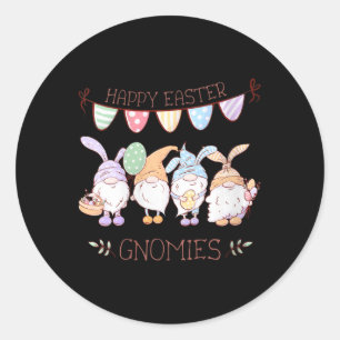 Womens Easter Gnomes Shirt, Happy Easter Gnomies V Classic Round Sticker