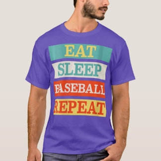 Womens Eat Sleep Baseball Repeat Player Funny Retr T-Shirt