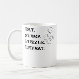 Womens Eat Sleep Jigsaw Puzzle Repeat Coffee Mug