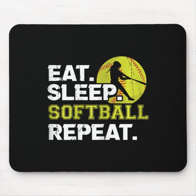 Womens Eat Sleep Softll Repeat Funny Softll Design Mouse Pad (Front)