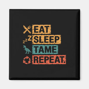 Womens Eat Sleep Tame Repeat Gamer Dinosaur Trex L Magnet
