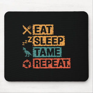 Womens Eat Sleep Tame Repeat Gamer Dinosaur Trex L Mouse Pad