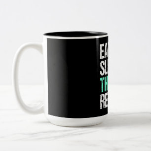 Womens Eat Sleep Theatre Repeat Funny Actor Actres Two-Tone Coffee Mug