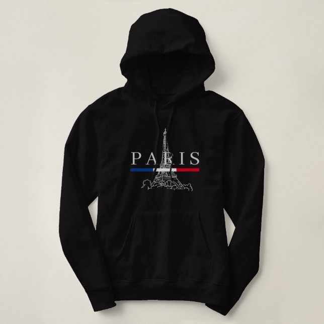 Women's Eiffel Tower Black  Hoodie (Design Front)