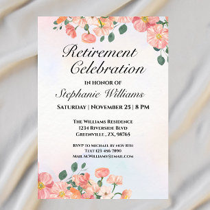 Women's Elegant Floral Retirement Celebration  Invitation