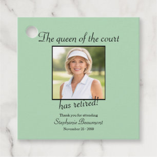 Women's Elegant Photo Tennis Theme Retirement Favour Tags
